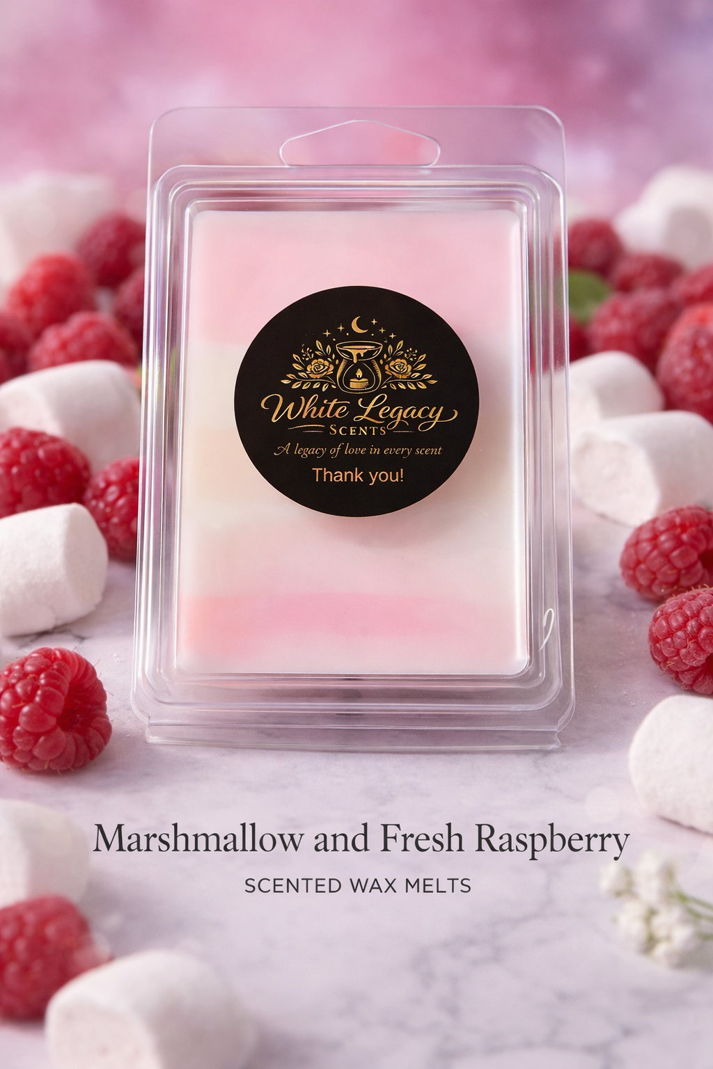 Marshmallow & Fresh Raspberry Clam Shell