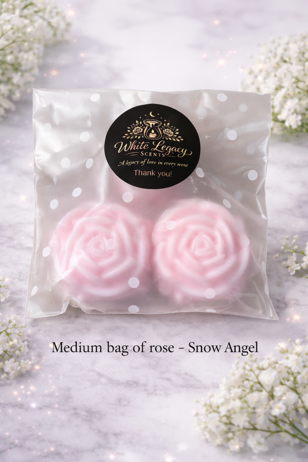 Snow Angel Roses In A Medium Bag