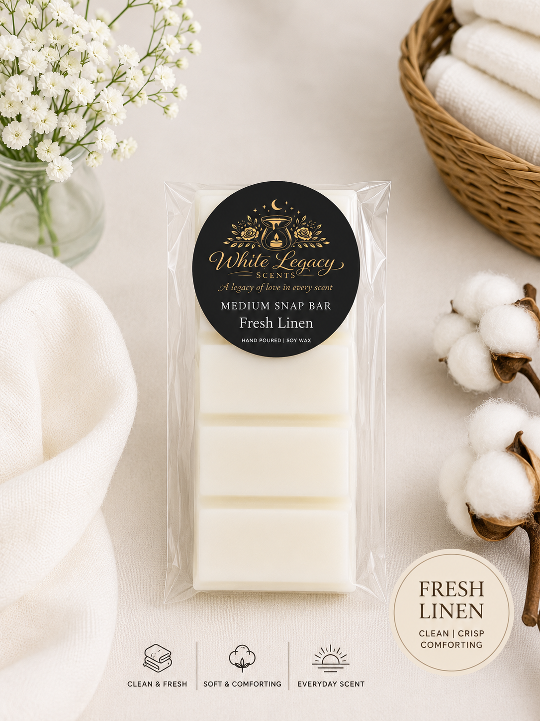 Fresh Linen Medium Snap Bar