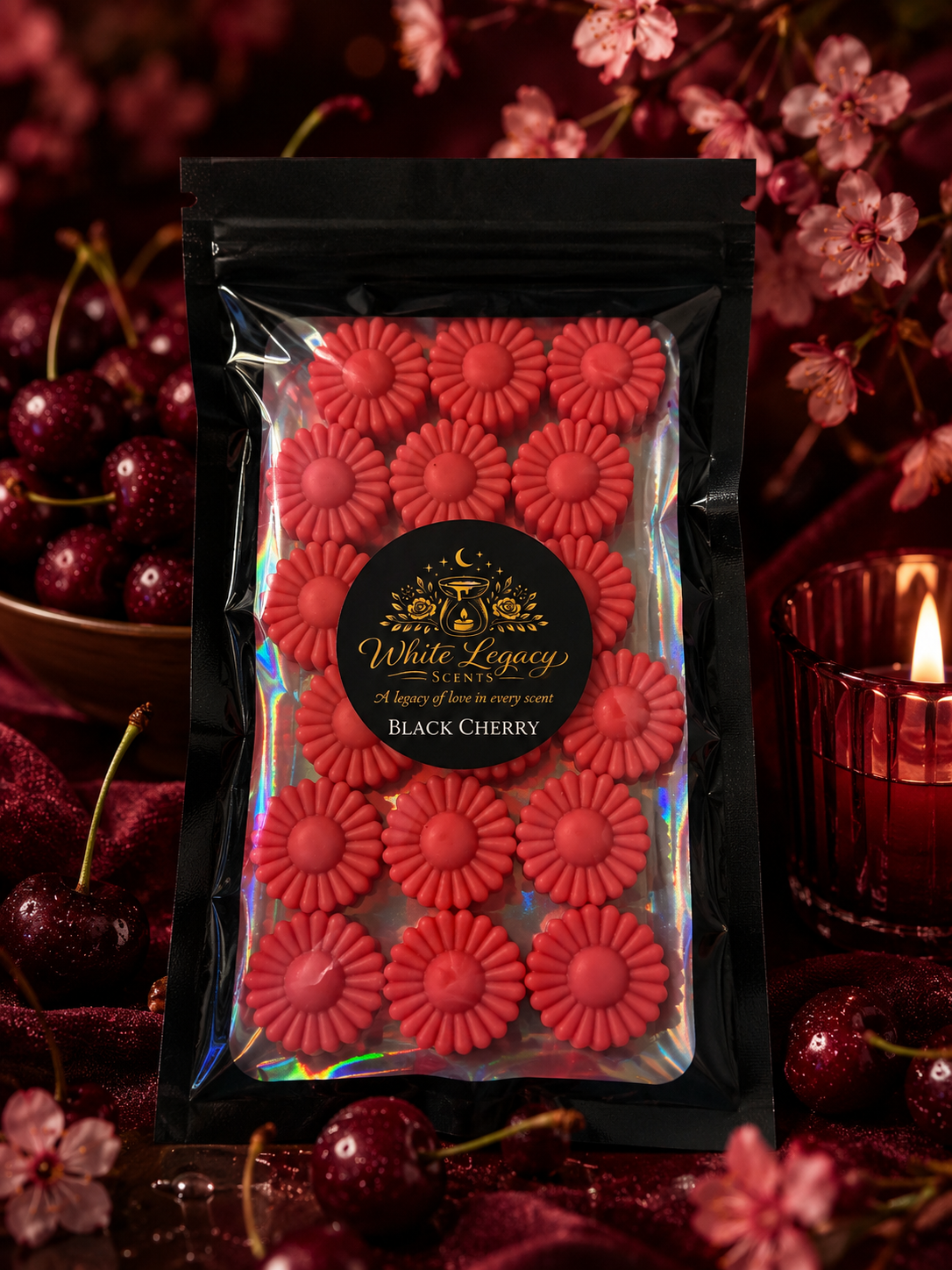 Black Cherry Small Mylar Bag (Flowers)