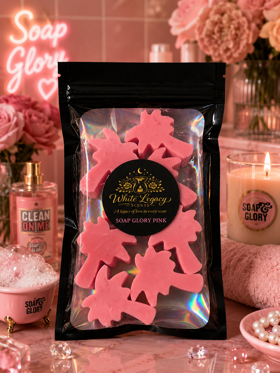 Soap Glory Pink Small Mylar Bag (Palm Trees)